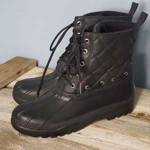 Sperry Boots Size 9 Black Quilted Gosling Duck Waterproof